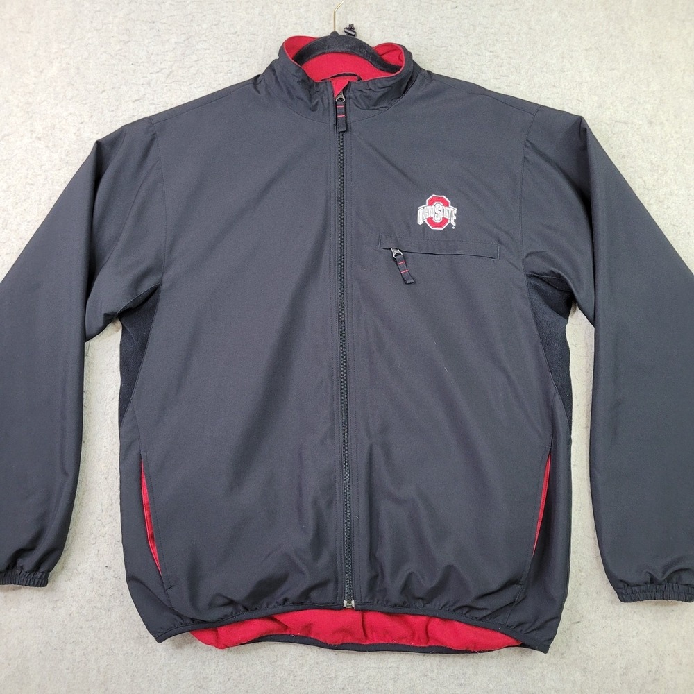 Ohio State Buckeyes Cutter Buck Jacket Mens Large Black Fleece Lined NCAA